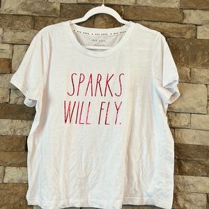 Sparks will Fly White/Red T-Shirt Size Large